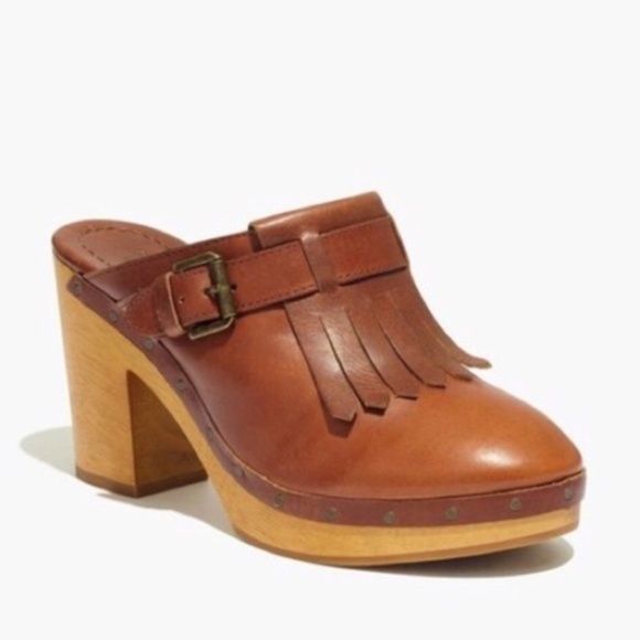 Madewell Shoes - Madewell Classic Fringe Clogs Dark Chestnut F5052